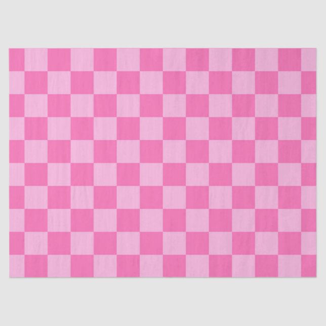 Papel De Seda Quadro de verificação rosa quente (Frente )