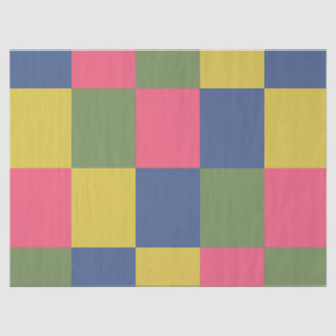 Papel De Seda Quadro de Verificação Verde Amarelo Azul