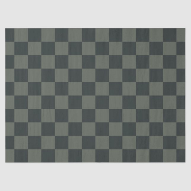 Papel De Seda Quadro de Verificação Verde Escuro (Frente )