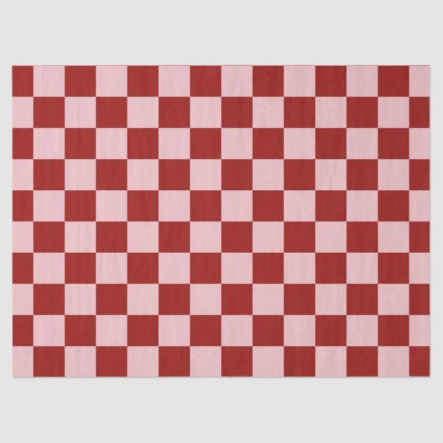 Papel De Seda Quadro de verificação vermelho e rosa (Frente )