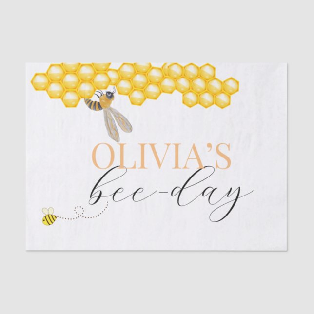 Papel De Seda Qualquer idade, aniversário do tema das abelhas (Frente )