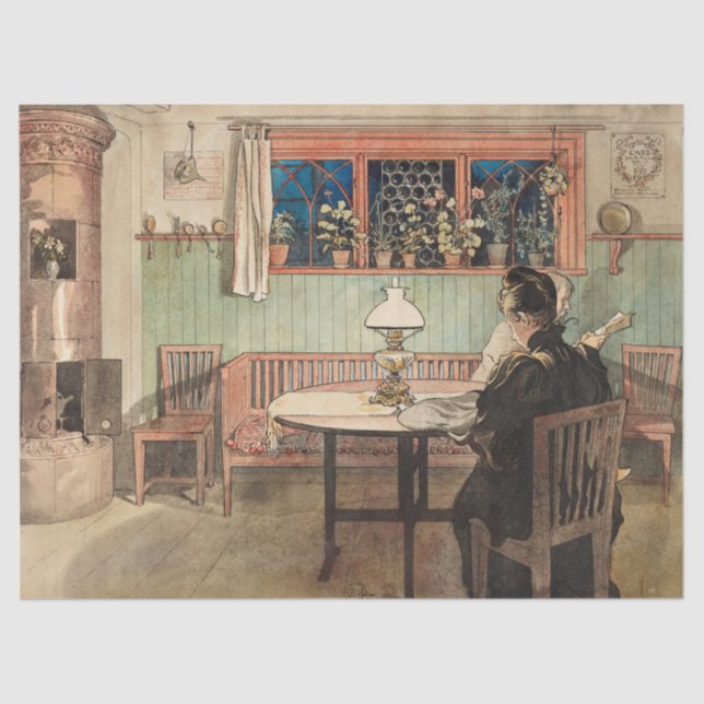 Papel De Seda Quando as crianças foram para a cama de Carl Larss (Frente )
