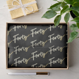 Papel De Seda Quarenta dourado em preto de aniversário ou aniver