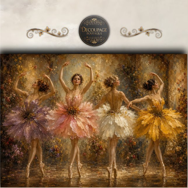 Papel De Seda Quarteto Floral Ballet Decoupage (Floral Ballet Quartet Decoupage Tissue Paper)
