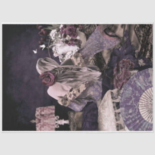 Papel De Seda Quarto Boho Retrato Mulher Gatinho Floral