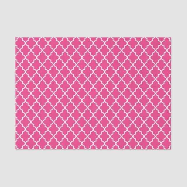 Papel De Seda Quatrefoil marroquino cor-de-rosa moderno (Frente )