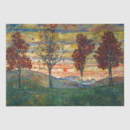 Papel De Seda Quatro Árvores (Landscape Art) (por Egon Schiele)
