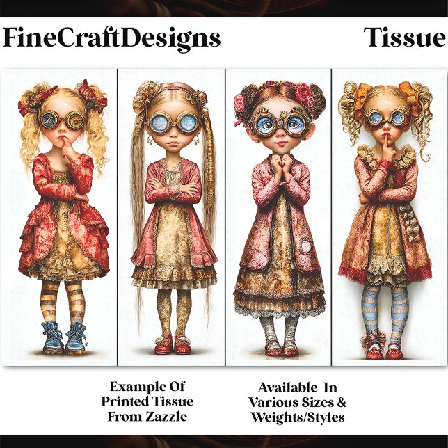 Papel De Seda Quatro Garotas Steampunk Fofas e Excêntricas DV3R  (Criador carregado)