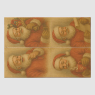 Papel De Seda Quatro Painéis de Papai Noel Decoupage de Natal