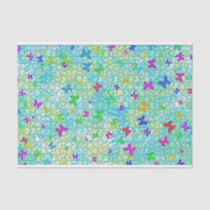 Papel De Seda Quebra-cabeça Butterflies e Daisies-Colorido por