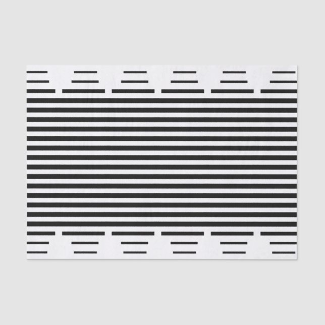 Papel De Seda Quebra-cabeça Moderna de Preto Branco Stripe Padrã (Frente )