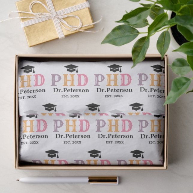 Papel De Seda Quebra de Presente Personalizada de PHD OU Doutora (Presente)