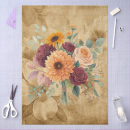 Papel De Seda Queda de aquarela Flores selvagens em pergaminho
