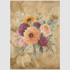 Papel De Seda Queda de aquarela Flores selvagens em pergaminho