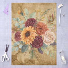 Papel De Seda Queda de aquarela Flores selvagens em pergaminho