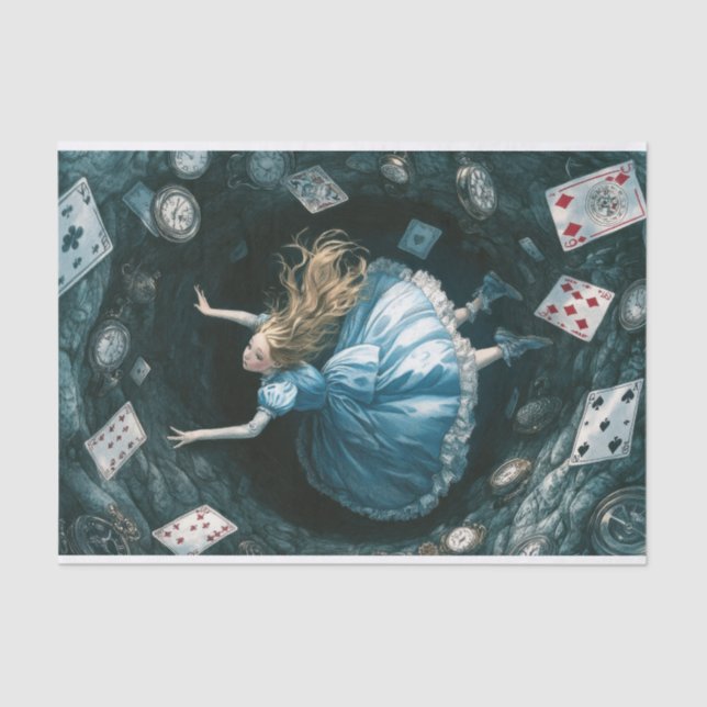 Papel De Seda Queda do coelho Buraco Alice no País das Maravilha (Frente )