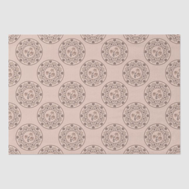 Papel De Seda Quente Mocha Rococo Revival Lotus Bolinhas Mandala (Frente )