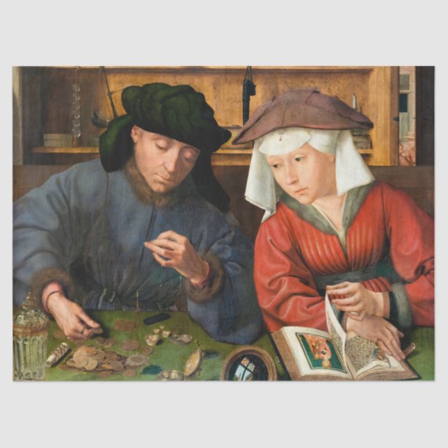 Papel De Seda Quentin Matsys - O Moneylender e sua esposa (Frente )