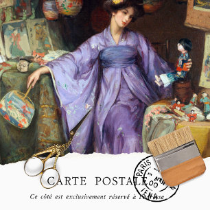 Papel De Seda Quimono Roxo Textura Antiga Mulher Vintage