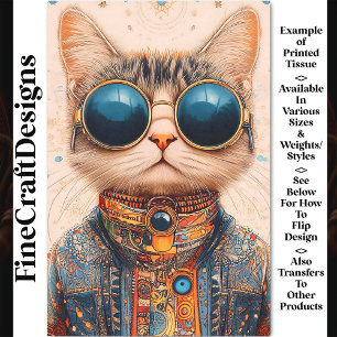 Papel De Seda Quirky Divertido Legal & Fofo Gato Cyberpunk BC6 D