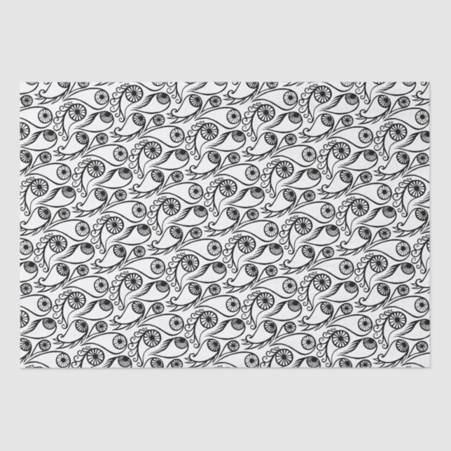 Papel De Seda Quirky Paisley Eye Pattern Creepy Dia de as Bruxas (Frente )