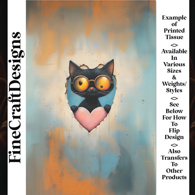 Papel De Seda Quirky Steampunk Kitten + Pink Heart AP7 Decoupage (Criador carregado)