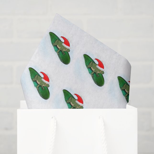 Papel De Seda Rã correndo pela neve em um lírio aquático (Sacola de presentes)