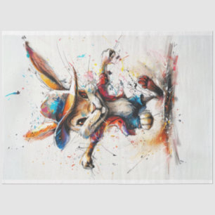 Papel De Seda Rabbit de pintura de abertura colorida em branco