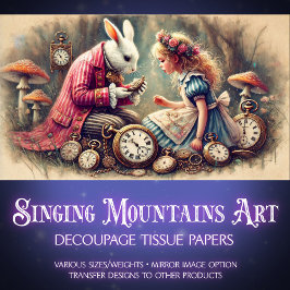 Papel De Seda Rabbit Timekeeper Vintage Wonderland Decoupage