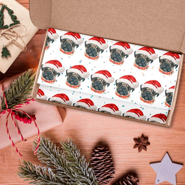 Papel De Seda Raça de Cachorro Pug Estrelas de Natal (Criador carregado)