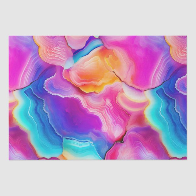 Papel De Seda Rainbow Agate | Vibrant Abstract Stone Pattern (Frente )