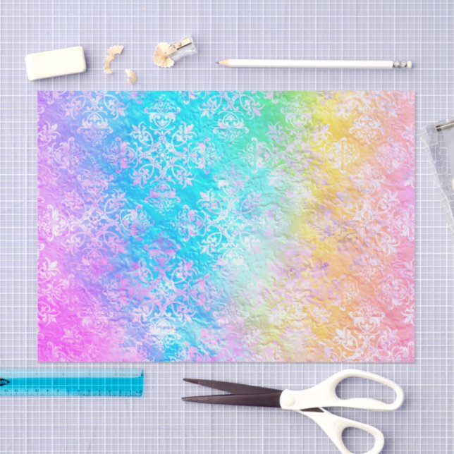 Papel De Seda [Rainbow Damask] Elegant Colorful Soft Pastels (Arte )