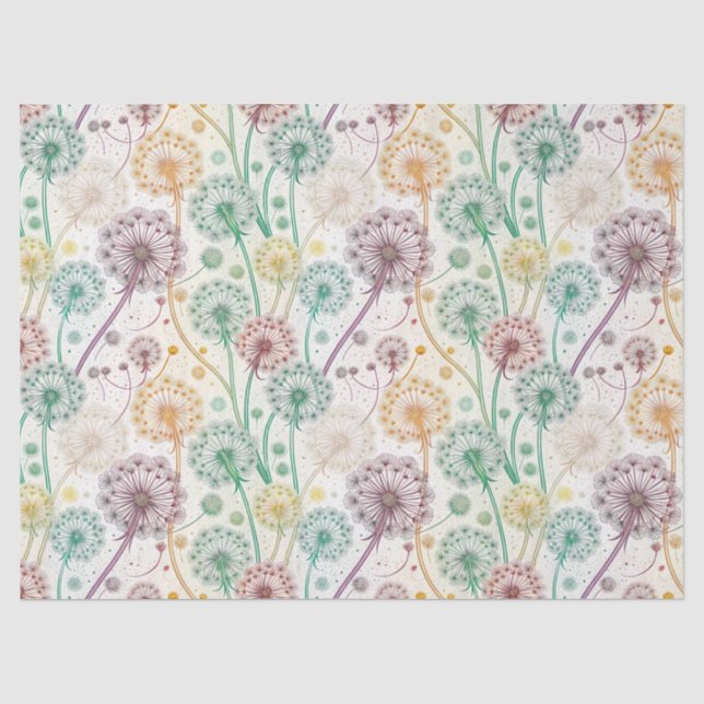Papel De Seda Rainbow Dandelion Breeze - Whimsical Floral (Frente )