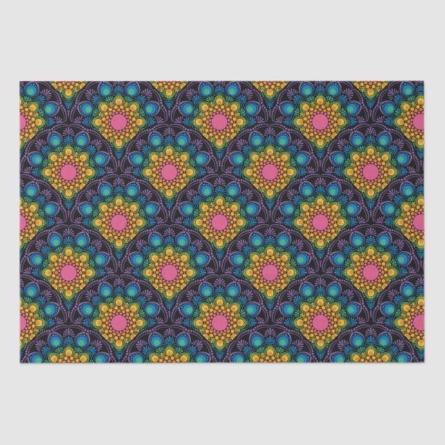 Papel De Seda Rainbow Floral Fountain Mandala Art Scallop (Frente )