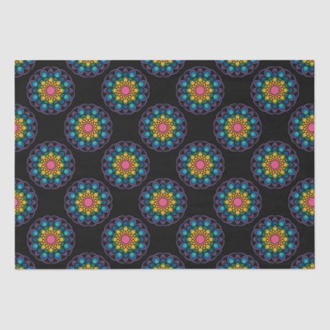 Papel De Seda Rainbow Floral Fountain Mandala Bolinhas (Frente )