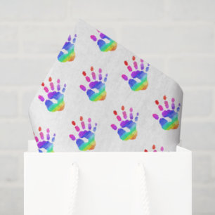 Papel De Seda Rainbow Handprint Patternos Crianças Divertido Col