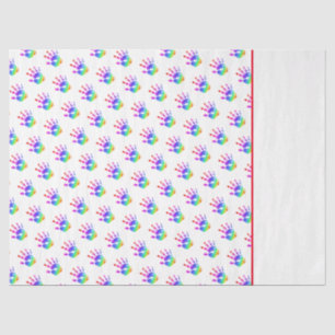 Papel De Seda Rainbow Handprint Patternos Crianças Dois Tons Div