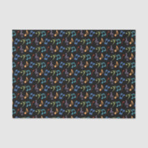 Rainbow Music Notes Tissue Paper - Fundo preto