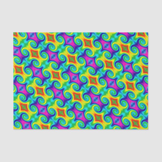 Papel De Seda Rainbow Swirl Abstrato Art Design (Frente )