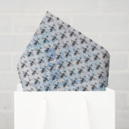 Papel De Seda Rainha Abelha Azul Damask