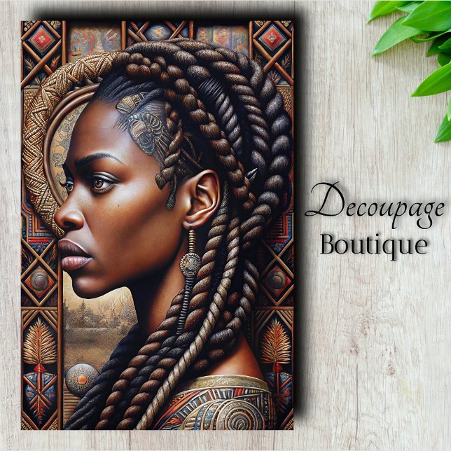 Papel De Seda Rainha Africana Régia Decoupagem (Regal African Queen Decoupage Tissue Paper)