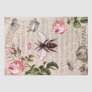 Papel De Seda Rainha Bee França Rosa Bud Ad Vintage