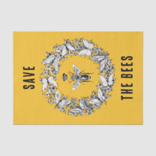 Papel De Seda Rainha Bee Salve as Abelhas Borboleta Amarelo