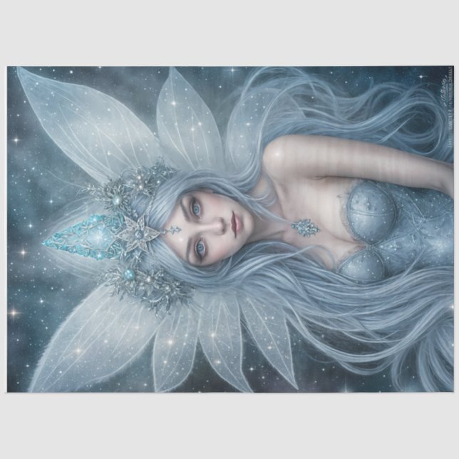 Papel De Seda Rainha Fada de Gelo do Inverno com Asas de Cristal (Frente )