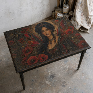 Papel De Seda Rainha Fada Papoula Escura com Asas de Vidro Color