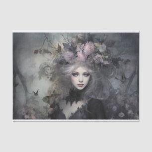Papel De Seda Rainha Gótica Mulher Bonita com Decoupage de Flor