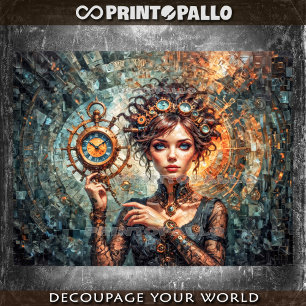 Papel De Seda Rainha Steampunk da Dimensão do Relógio e do Tempo