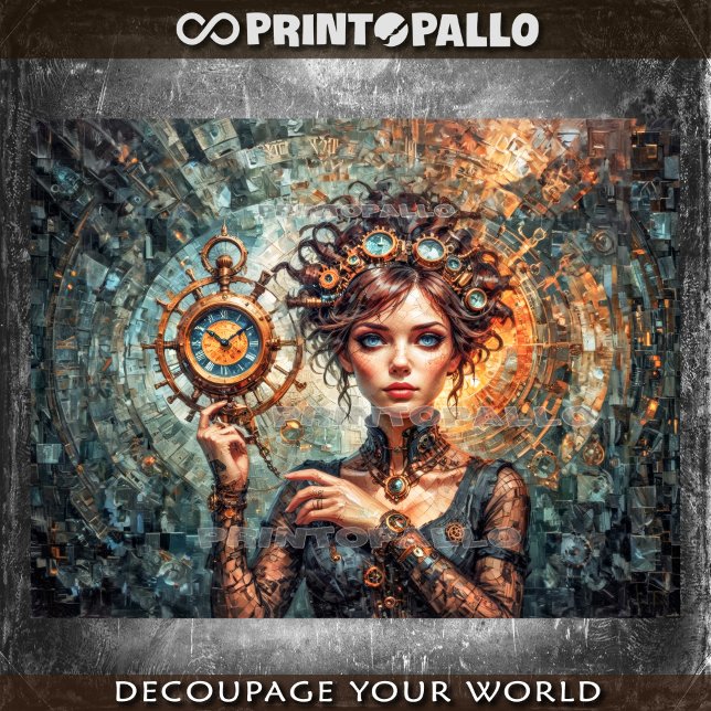 Papel De Seda Rainha Steampunk da Dimensão do Relógio e do Tempo (Criador carregado)