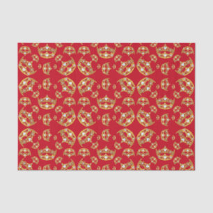 Papel De Seda Rainha Vermelha de Corações Dourada Design de Re