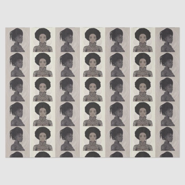 Papel De Seda Rainhas Afrofuturistas Monocromáticas (Frente )